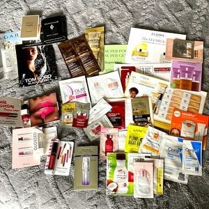 Beauty samples lot Lancôme Elemis Sephora NYX Olay and more